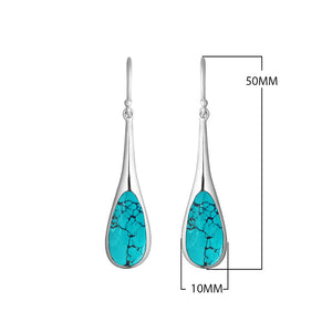 Sterling Silver Teardrop Earrings With Turquoise Shell