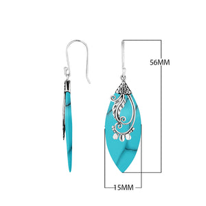 Sterling Silver Leaf Earrings With Turquoise Shell