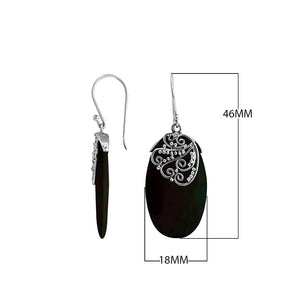 Black Shell Silver Oval Earrings With Earwire For Wholesale