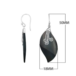 Black Shell Silver Wave Earrings With Earwire For Wholesale