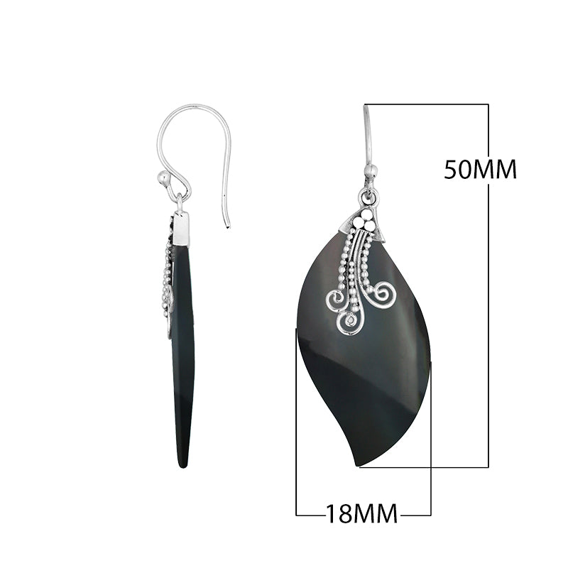 Black Shell Silver Wave Earrings With Earwire For Wholesale