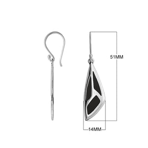 Sterling Silver Black Shell Geometric Drop Earrings With Earwire Lock