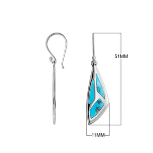Sterling Silver Turquoise Shell Geometric Drop Earrings With Earwire Lock