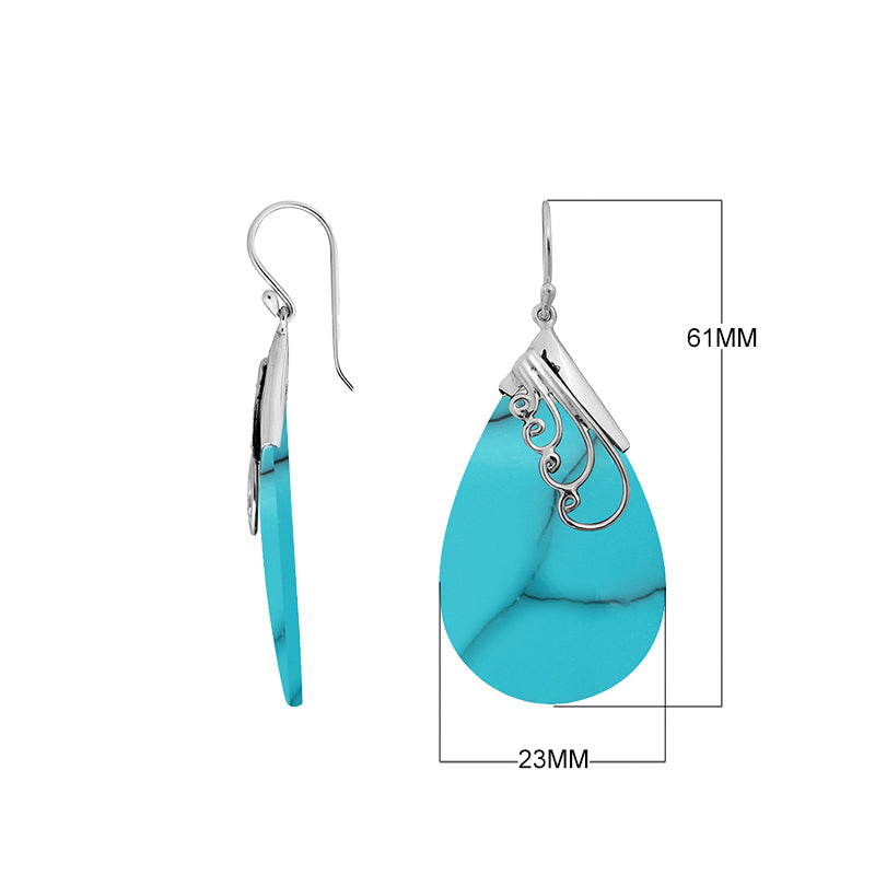 Silver Teardrop Earrings With Red Coral And Swirl Design