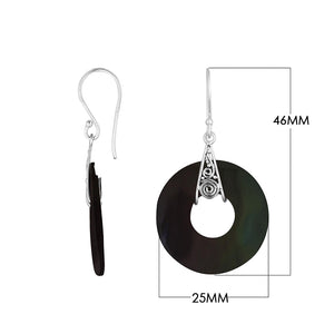 AE-1153-SHB Sterling Silver Earring With Black Shell Jewelry Bali Designs Inc