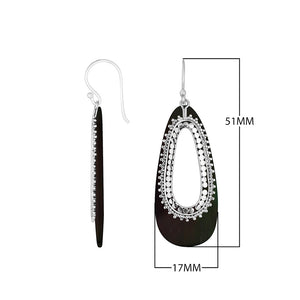 Black Shell Silver Teardrop Earrings For Wholesale
