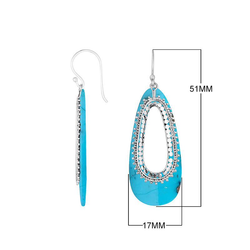 Turquoise Shell Silver Teardrop Earrings For Wholesale