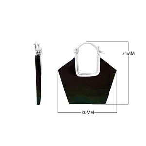 Mother Of Pearl sterling silver geometric hoop earrings