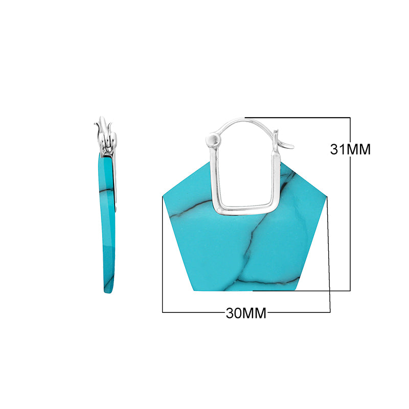 Mother Of Pearl sterling silver geometric hoop earrings