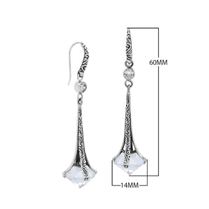 Sterling Silver Long Drop Earrings With Opal