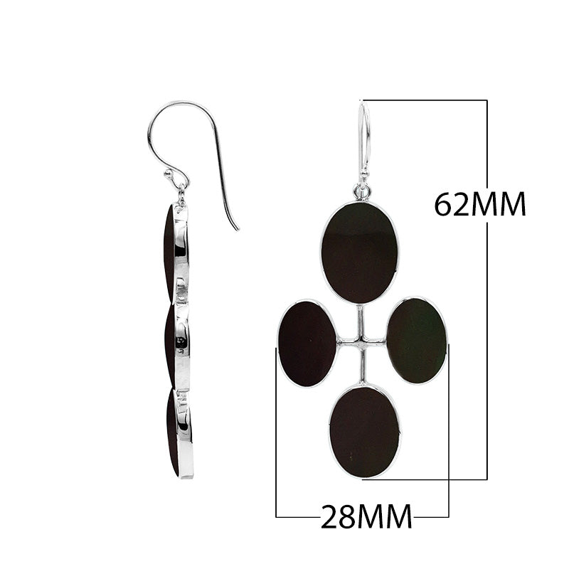 Sterling Silver Multi-Oval Drop Earrings With Black Shell
