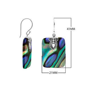 Rectangular Abalone Shell earrings with silver earwire top