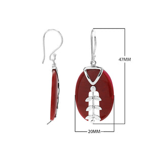 Red Coral split oval earrings with silver caps