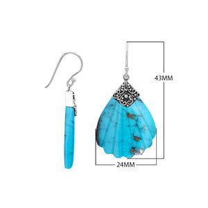 Sterling silver shell-shaped Red Coral dangle earrings
