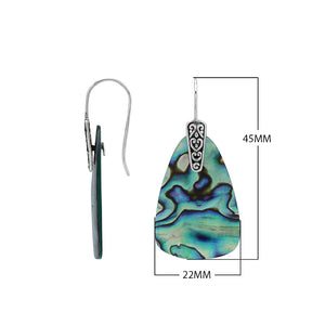 Sterling Silver Earrings With Abalone Shell Trapezoid Design