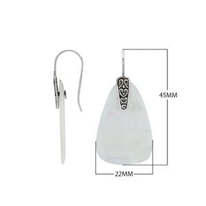 Sterling Silver Earrings With Mother Of Pearl Trapezoid Design