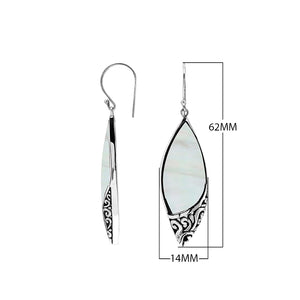 Mother Of Pearl Sterling Silver Marquise Earrings Wholesale