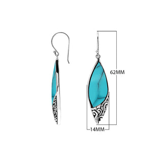 Sterling Silver Earrings With Turquoise Shell Marquise Design