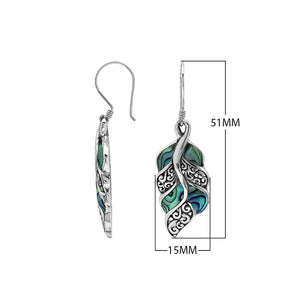 Sterling Silver Leaf Earrings With Abalone Shell And Filigree