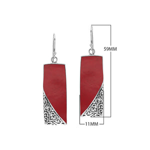 Rectangular Turquoise Shell Earrings With Silver Filigree