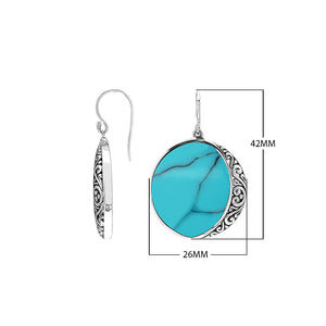 Round Abalone Shell Silver Earrings With Filigree Border