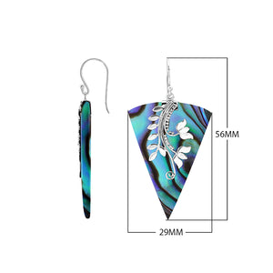 Sterling silver Mother Of Pearl dangle earrings handcrafted in Bali