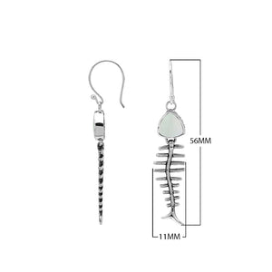 Abalone Shell silver fishbone earrings with artistic design
