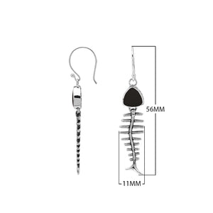 Abalone Shell silver fishbone earrings with artistic design