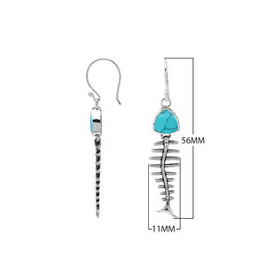 Abalone Shell silver fishbone earrings with artistic design
