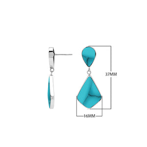 Sterling silver Turquoise Shell geometric drop earrings with modern artisan styling.