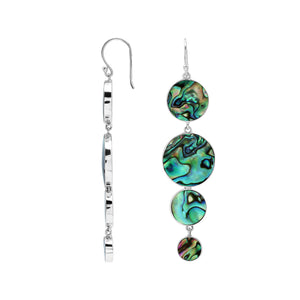 Sterling Silver Abalone Shell Tiered Multi-Circle Drop Earrings