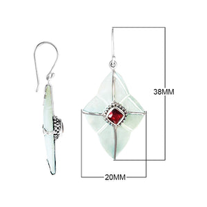 Mother Of Pearl Sterling Silver Floral Drop Earwire Earrings
