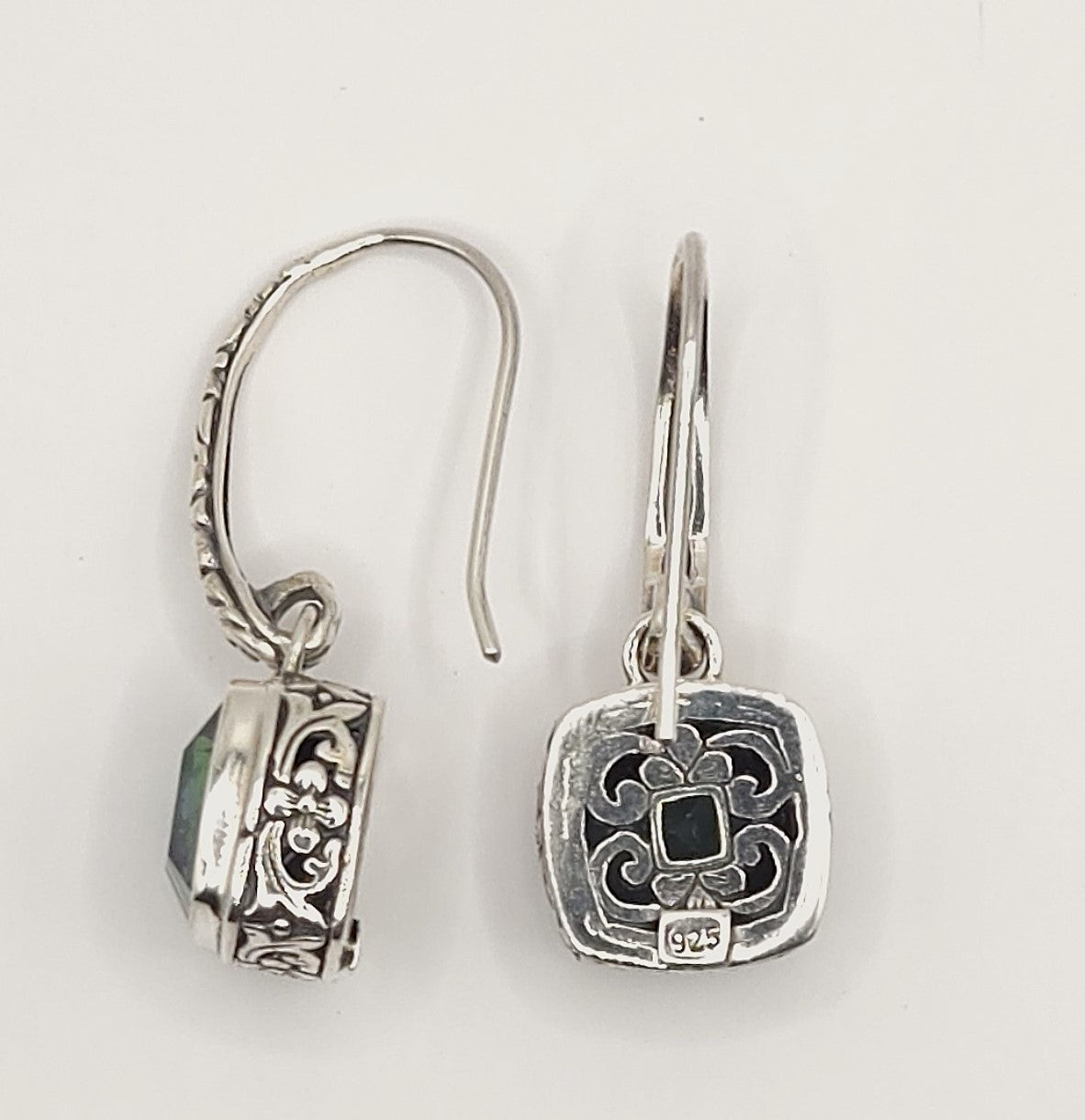 Sterling Silver Mystic Quartz square drop earrings