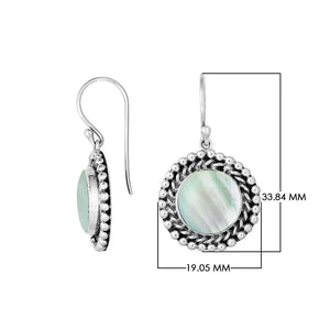 Wholesale Sterling Silver Round Earrings With Mother Of Pearl And Beaded Detailing