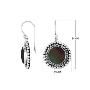 Wholesale Sterling Silver Round Earrings With Black Shell And Beaded Frame