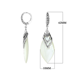 Wholesale sterling silver layered leaf earrings with Mother Of Pearl, Cubic Zirconia, and textured detailing.