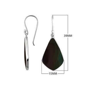 Sterling Silver Black Shell fancy shape earrings with Earwire and mirror finish for wholesale jewelry collections.