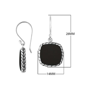 Silver cushion earrings with Black Shell and textured border