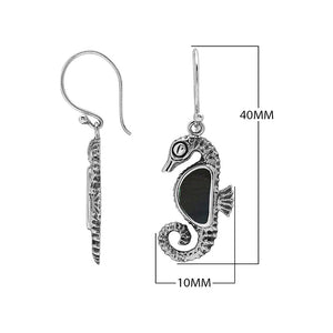 Wholesale Sterling Silver Seahorse Earrings With Black Shell Inlay