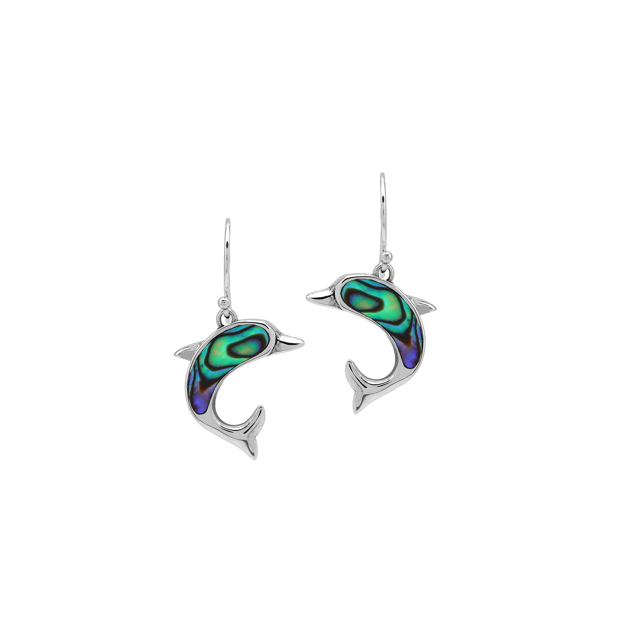 Wholesale Sterling Silver Dolphin Earrings With Abalone Shell Inlay