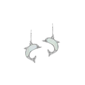 Wholesale Sterling Silver Dolphin Earrings With Mother Of Pearl Inlay