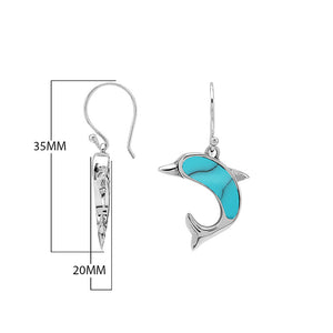 Wholesale Sterling Silver Dolphin Earrings With Turquoise Shell Inlay