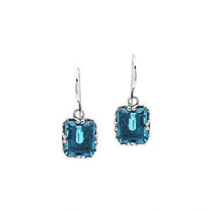 Wholesale Sterling Silver Drop Earrings With London Blue Topaz Quartz And Engraved Balinese Detailing