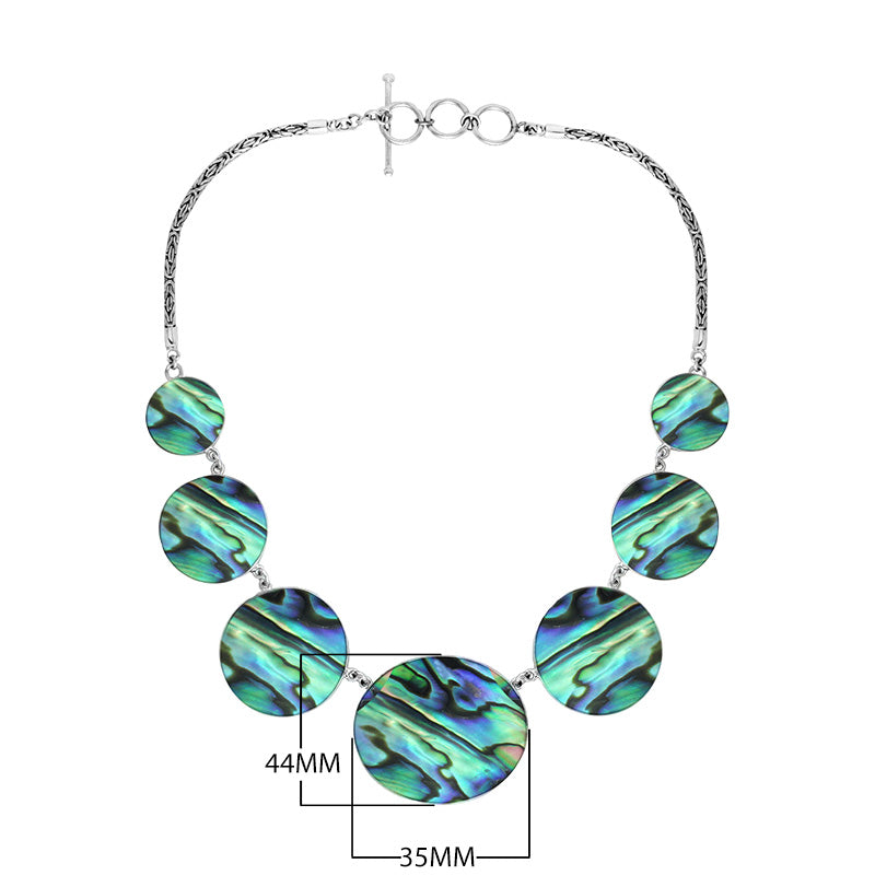 Wholesale sterling silver Abalone Shell statement necklace with Balinese handcrafted design.