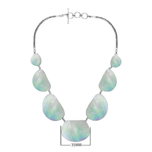 Wholesale sterling silver freeform Mother of Pearl necklace with Balinese handcrafted design.