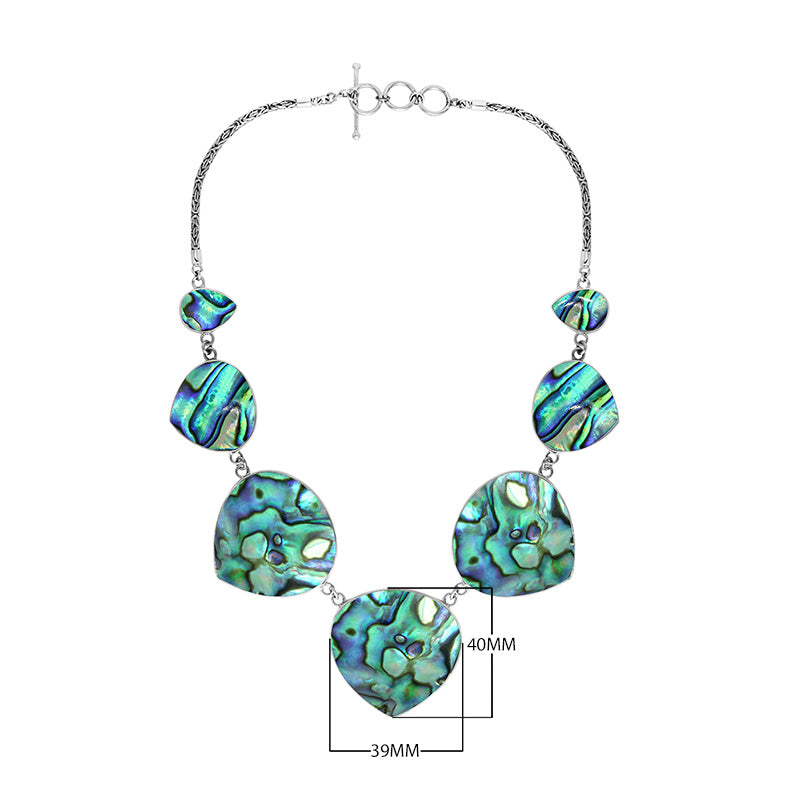 Wholesale sterling silver abalone shell heart-shape necklace with Balinese handcrafted design.