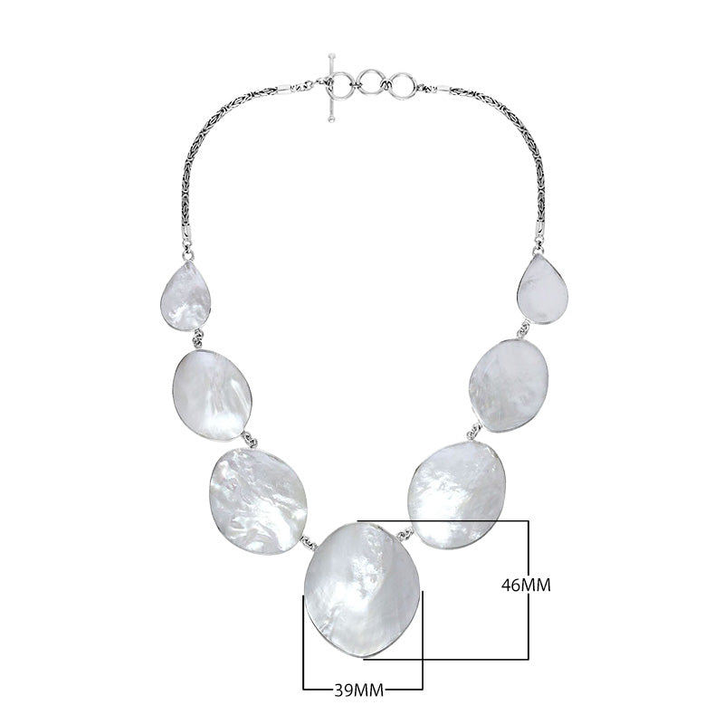 AN-1011-MOP Oval Mother of Pearl & Sterling Silver Necklace – Wholesale Bali Jewelry