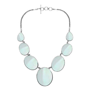 Wholesale 925 sterling silver mother of pearl oval station necklace handcrafted in Bali