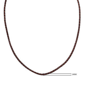 Wholesale brown braided leather necklace cord with sterling silver clasp, handcrafted in Bali