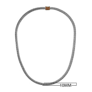 Wholesale sterling silver woven chain necklace with citrine quartz accent, handcrafted in Bali